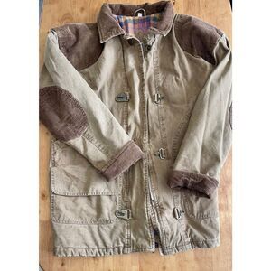 Vintage Spencer Douglas barn chore coat tan canvas with flannel lining size Smal